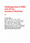 Use of FIDIC and JVs for success in Businessby Dr Punit Sethi Cover Page