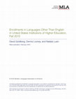 Research paper thumbnail of Enrollments in Languages Other Than English in US Institutions of Higher Education, Fall 2013