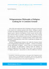 Wittgensteinian Philosophy of Religion: Looking for A Common Ground Cover Page