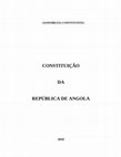 ASSEMBLEIA CONSTITUINTE) CONSTITUIÇÃO DA REPÚBLICA DE ANGOLA 2010 2 CONSTITUIÇÃO DA REPÚBLICA DE ANGOLA Cover Page