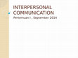 INTERPERSONAL COMMUNICATION Cover Page