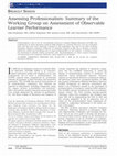 Assessing Professionalism: Summary of the Working Group on Assessment of Observable Learner Performance Cover Page