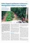 Research paper thumbnail of Focus on China -- Policy Support and Barriers to Resource Management in Water Scarce Regions  