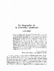 Research paper thumbnail of La Biographie de la littérature médiévale.