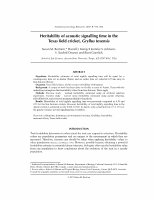 Heritability of acoustic signalling time in the Texas field cricket (Gryllus texensis).  Cover Page