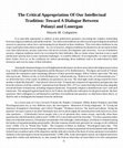 Research paper thumbnail of The Critical Appropriation Of Our Intellectual Tradition: Toward A Dialogue Between Polanyi and Lonergan