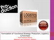 Research paper thumbnail of Production Logistics and Purchase Strategy