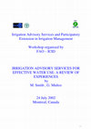 Research paper thumbnail of IRRIGATION ADVISORY SERVICES FOR EFFECTIVE WATER USE: A REVIEW OF EXPERIENCES