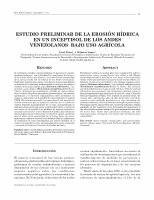 Research paper thumbnail of Estudio preliminar de la erosión hídrica en un Inceptisol de Los Andes Venezolanos bajo uso agrícola