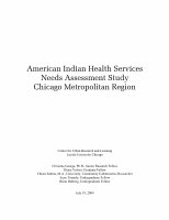 American Indian Health Services Needs Assessment Study Chicago Metropolitan Region Cover Page