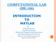 Research paper thumbnail of Lecture on MATLAB for Mechanical Engineers