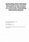 Automating Class Schedule Generation in the Context of a University Timetabling Information System Cover Page