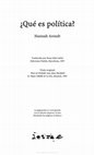 Research paper thumbnail of Hannah Arendt - ¿Que es la politica