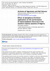 Research paper thumbnail of Archives of Agronomy and Soil Science Effect of phosphorus fertilizer application on the performance of maize/soybean intercrop in the southern Guinea savanna of Nigeria