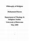 Philosophy of Religion Cover Page