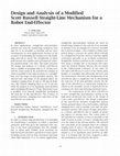 Design and Analysis of a Modified Scott Russell Straight-Line Mechanism for a Robot End-Effector Cover Page