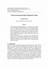 Research paper thumbnail of Women Entrepreneurship Development in India