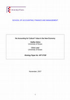 Research paper thumbnail of No Accounting for Culture? Value in the New Economy