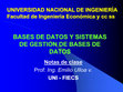 BASES DE DATOS Y SISTEMAS BASES DE DATOS Y SISTEMAS DE GESTION DE BASES DE DE GESTION DE BASES DE DATOS DATOS Cover Page