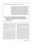 The Customer Relationship Management Process: Its Measurement and Impact on Cover Page