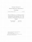 Research paper thumbnail of Parent Influences on Adolescent Peer Orientation and Substance Use: The Interface of Parenting Practices and Values