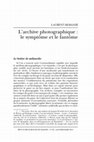 L'archive photographique : le symptôme et le fantôme Cover Page