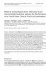 Research paper thumbnail of Medical School Application Interview Score Has Limited Predictive Validity for Performance on a Fourth Year Clinical Practice Examination