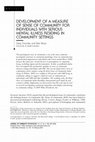 Development of a measure of sense of community for individuals with serious mental illness residing in community settings Cover Page