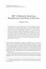 MIP: A Method for Identifying Metaphorically Used Words in Discourse Cover Page