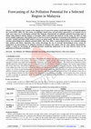 Research paper thumbnail of Forecasting of Air Pollution Potential for a Selected Region in Malaysia