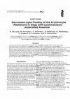 Research paper thumbnail of Decreased Lipid Fluidity of the Erythrocyte Membrane in Dogs with Leishmaniasis-associated Anaemia