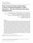 Water Framework Directive Implementation in Greece: Introducing Participation in Water Governance - the Case of the Evrotas River Basin Management Plan Cover Page