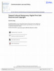 Research paper thumbnail of Toward Cultural Democracy: Digital First Sale Doctrine and Copyright