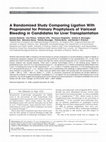 A randomized study comparing ligation with propranolol for primary prophylaxis of variceal bleeding in candidates for liver transplantation Cover Page