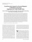 Research paper thumbnail of Food Insecurity Among Low-Income Hispanics in Hartford, Connecticut: Implications for Public Health Policy