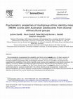 Research paper thumbnail of Psychometric properties of multigroup ethnic identity measure (MEIM) scores with Australian adolescents from diverse ethnocultural groups