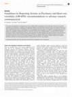 Research paper thumbnail of Guidelines for Reporting Articles on Psychiatry and Heart rate variability (GRAPH): recommendations to advance research communication