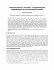 Research paper thumbnail of Addressing Diversity in Online Learning through the Implementation of Universal Design Strategies