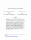 Research paper thumbnail of Corporate Governance in Emerging Markets