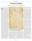 Research paper thumbnail of Variant readings: The Birmingham Qur’an in the Context of Debate on Islamic Origins, Times Literary Supplement, 7 Aug, 2015, 14-15