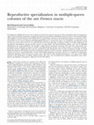 Reproductive specialization in multiple-queen colonies of the ant Formica exsecta Cover Page