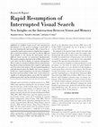 Research paper thumbnail of Rapid Resumption of Interrupted Visual Search: New Insights on the Interaction Between Vision and Memory