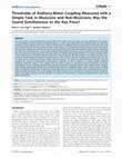 Research paper thumbnail of Thresholds of Auditory-Motor Coupling Measured with a Simple Task in Musicians and Non-Musicians: Was the Sound Simultaneous to the Key Press?