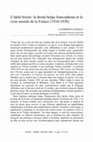 Catherine Lanneau, "L’idole brisée : la droite belge francophone et la crise morale de la France (1934-1938)", in Revue Belge d’Histoire Contemporaine (XXXIII, 1-2), Gand, 2003, p. 177-214. Cover Page