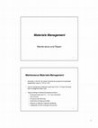 Materials Management Maintenance and Repair Cover Page