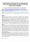 Research paper thumbnail of Examining the Relationships between Organizational Culture, Knowledge Management, and Environmental Responsiveness Capability