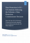 Data Protection in EU – US relations following the Schrems v Data Protection Commissioner decision: Does the new EU-US privacy framework provide adequate level of data protection for EU Data Subjects? Cover Page