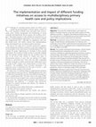 The implementation and impact of different funding initiatives on access to multidisciplinary primary health care and policy implications Cover Page