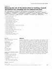 Balancing the role of the dental school in teaching, research and patient care; including care for underserved areas Cover Page