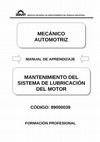 CÓDIGO: 89000039 MANTENIMIENTO DEL SISTEMA DE LUBRICACIÓN DEL MOTOR MECÁNICO AUTOMOTRIZ Cover Page